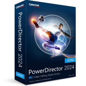 CyberLink PowerDirector 2024 Ultra | Easy AI Video Editing | Easy-to-Use Video Editing Software for Windows with Premium Visual Effects | Slideshow | Screen Recorder [Retail Box with Download Card]