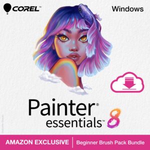 corel painter essentials 8 | beginner digital painting software | amazon exclusive brush pack bundle [pc download]