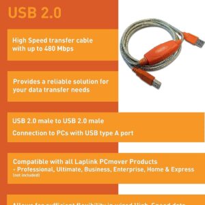 Laplink 6' USB 2.0 High-Speed Transfer Cable for PCmover