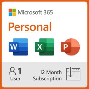 microsoft 365 personal | 12-month subscription, 1 person | word, excel, powerpoint | 1tb onedrive cloud storage | pc/mac instant download | activation required [subscription]