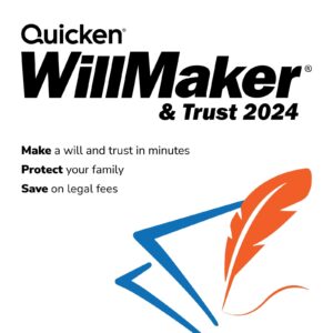 Quicken WillMaker & Trust 2024 - Windows - Estate Planning Software Includes Will, Living Trust, Health Care Directive, Financial, Power of Attorney - Legally Binding [PC Online code]