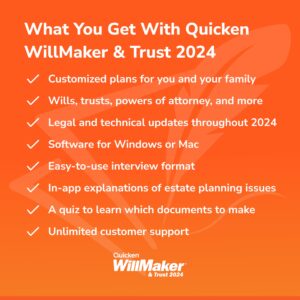 Quicken WillMaker & Trust 2024 - Windows - Estate Planning Software Includes Will, Living Trust, Health Care Directive, Financial, Power of Attorney - Legally Binding [PC Online code]