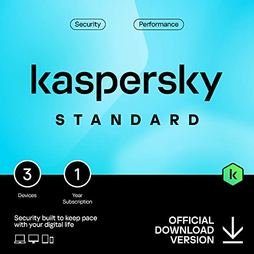 Kaspersky Standard Anti-Virus 2023 | 3 Devices | 1 Year | Advanced Security | Online Banking Protection | Performance Optimization | PC/Mac/Mobile | Online Code