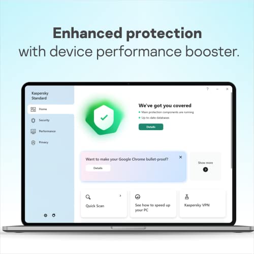 Kaspersky Standard Anti-Virus 2023 | 3 Devices | 1 Year | Advanced Security | Online Banking Protection | Performance Optimization | PC/Mac/Mobile | Online Code