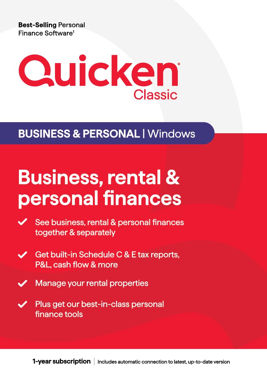 Quicken Classic Business & Personal Finance Software - Business, rental & personal finances - 1 Year Subscription (Windows) [Key Card]