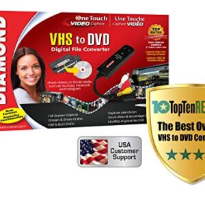 Diamond Multimedia VC500 One Touch VHS to Digital File, DVD Converter with Easy to use Software, Convert, Edit and Save For Win7,8,10,11