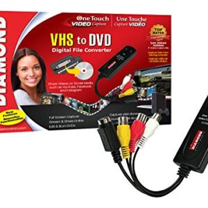 Diamond Multimedia VC500 One Touch VHS to Digital File, DVD Converter with Easy to use Software, Convert, Edit and Save For Win7,8,10,11