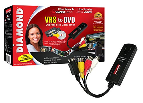 Diamond Multimedia VC500 One Touch VHS to Digital File, DVD Converter with Easy to use Software, Convert, Edit and Save For Win7,8,10,11