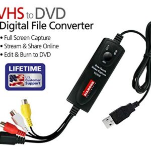 Diamond Multimedia VC500 One Touch VHS to Digital File, DVD Converter with Easy to use Software, Convert, Edit and Save For Win7,8,10,11