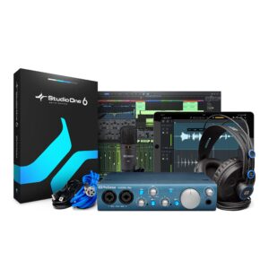 presonus audiobox itwo studio usb 2.0 recording bundle with interface, headphones, microphone and studio one software