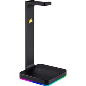 corsair st100 rgb premium headset stand with 7.1 surround sound - 3.5mm and 2xusb 3.0,aluminum