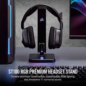 Corsair ST100 RGB Premium Headset Stand with 7.1 Surround Sound - 3.5mm and 2xUSB 3.0,Aluminum