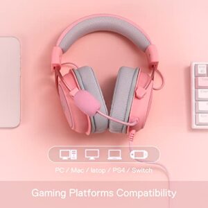 Redragon H510 Zeus-X RGB Pink Wired Gaming Headset - 7.1 Surround Sound - 53MM Audio Drivers in Memory Foam Ear Pads w/Durable Fabric Cover- Multi Platforms Headphone - USB Powered for PC/PS4/NS