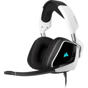 Corsair Void Elite RGB USB Gaming Headset (7.1 Surround Sound, Optimised Omnidirection Microphone, Customisable RGB Lighting, Microfibre Mesh Fabric Earpads, Aluminium Construction) - White