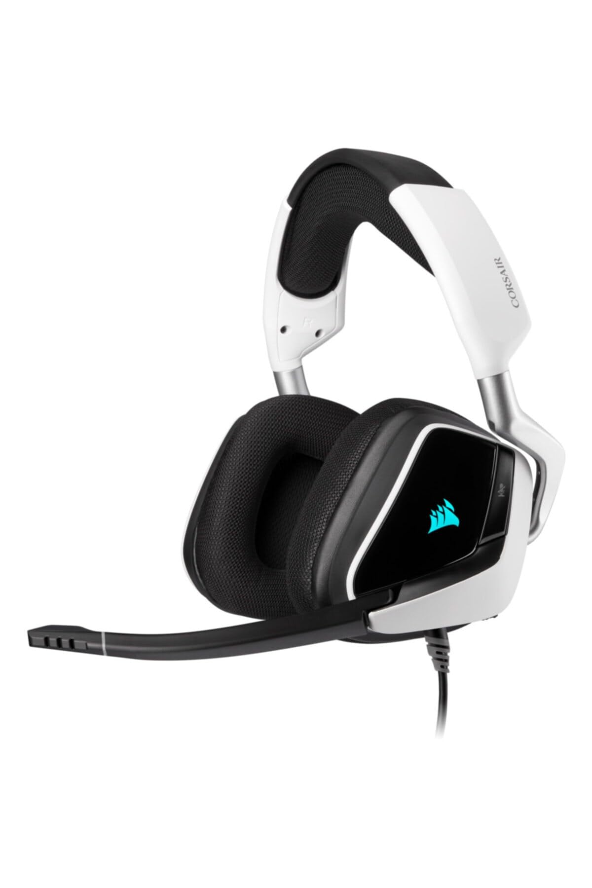 Corsair Void Elite RGB USB Gaming Headset (7.1 Surround Sound, Optimised Omnidirection Microphone, Customisable RGB Lighting, Microfibre Mesh Fabric Earpads, Aluminium Construction) - White