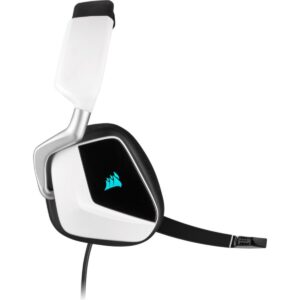 Corsair Void Elite RGB USB Gaming Headset (7.1 Surround Sound, Optimised Omnidirection Microphone, Customisable RGB Lighting, Microfibre Mesh Fabric Earpads, Aluminium Construction) - White