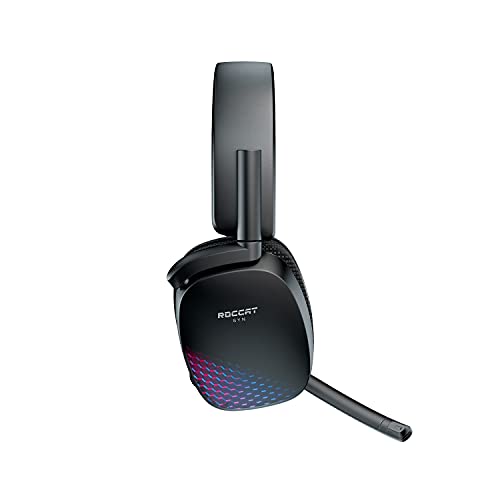 ROCCAT Syn Pro Air - Wireless 3D Audio Surround Sound Lightweight PC Gaming Headset with AIMO RGB Lighting and All-day Battery Life - Black