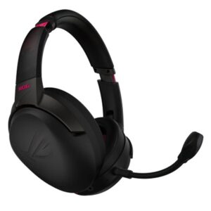 asus rog strix go 2.4 electro punk wireless gaming headphones with usb-c 2.4 ghz adapter | ai powered noise-cancelling microphone | over-ear headphones for pc, mac, nintendo switch, and ps4