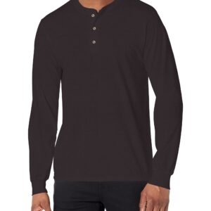 Hanes Originals Men's Tri-Blend Long Sleeve Henley, Black, Medium