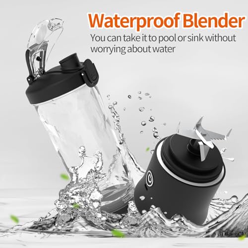 Portable Blender, Personal Size Blender for Shakes and Smoothies, Waterproof 20OZ USB Rechargeable Mini Blender Cup with 6 Sharper Blades Hand-held Blender for Kitchen/Home/Travel