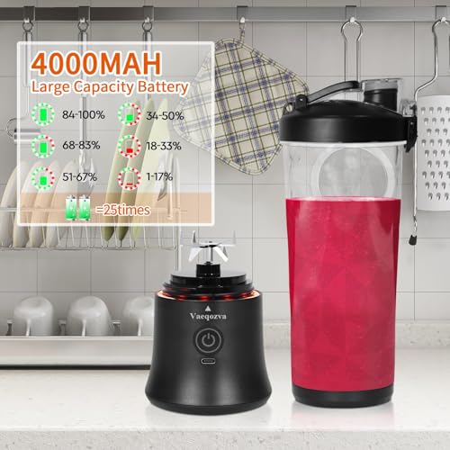 Portable Blender, Personal Size Blender for Shakes and Smoothies, Waterproof 20OZ USB Rechargeable Mini Blender Cup with 6 Sharper Blades Hand-held Blender for Kitchen/Home/Travel