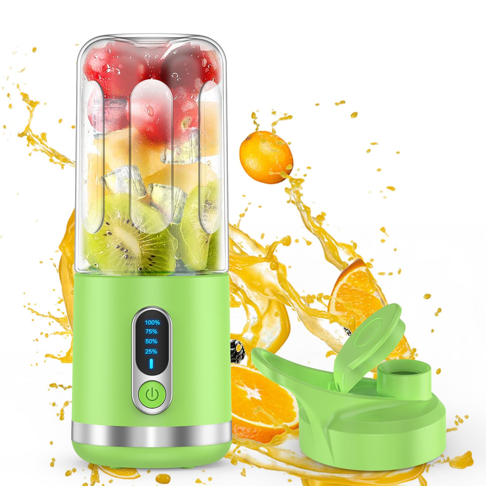 neza Portable Blender, Personal Blender Smoothies and Shakes, Mini Blender with 6 Blades, 15.2 Oz Multifunctional and BPA Free, USB Rchargeable Portable Juicer, With Travel/Gym/Office, Green