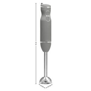 Chefman Immersion Stick Hand Blender with Stainless Steel Blades, Powerful Electric Ice Crushing 2-Speed Control Handheld Food Mixer, Purees, Smoothies, Shakes, Sauces & Soups, Grey