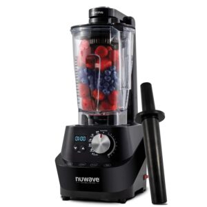 nuwave moxie commercial blender, vacuum smoothie blender with 2.5hp motor, professional grade, self-cleaning - 6 presets & 10 speed settings for shakes, smoothies, nut butters, crushed ice,black, grey