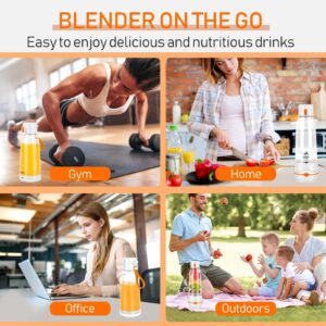 Portable Blender Personal Blender for Shakes and Smoothies, Mini USB Blender with 6 Blades, 17Oz Blender to Go for Travel, Office, and Sports, White