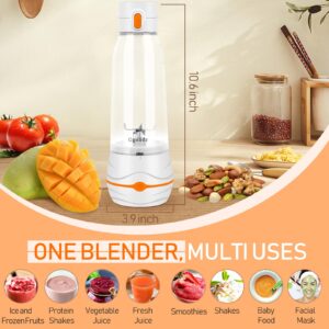 Portable Blender Personal Blender for Shakes and Smoothies, Mini USB Blender with 6 Blades, 17Oz Blender to Go for Travel, Office, and Sports, White