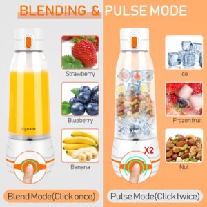 Portable Blender Personal Blender for Shakes and Smoothies, Mini USB Blender with 6 Blades, 17Oz Blender to Go for Travel, Office, and Sports, White