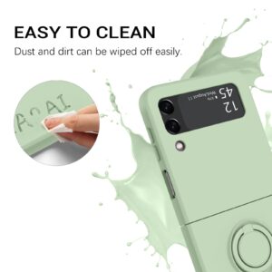 GaoBao for Samsung Galaxy Z Flip 3 5G Case, Galaxy Z Flip 3 5G Cover 6.7'', Silicone Soft Gel Rubber Bumper Shockproof Anti-Scratch Protective Case with Ring for Galaxy Z Flip3 5G 2021, Matcha Green.