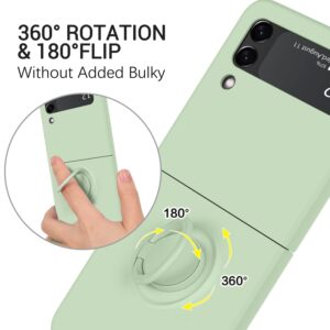 GaoBao for Samsung Galaxy Z Flip 3 5G Case, Galaxy Z Flip 3 5G Cover 6.7'', Silicone Soft Gel Rubber Bumper Shockproof Anti-Scratch Protective Case with Ring for Galaxy Z Flip3 5G 2021, Matcha Green.