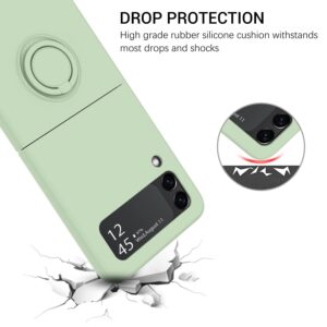 GaoBao for Samsung Galaxy Z Flip 3 5G Case, Galaxy Z Flip 3 5G Cover 6.7'', Silicone Soft Gel Rubber Bumper Shockproof Anti-Scratch Protective Case with Ring for Galaxy Z Flip3 5G 2021, Matcha Green.