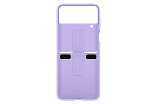 SAMSUNG Galaxy Z Flip 4 Silicone Cover with Ring, Protective Phone Case with Finger Loop, Matte Finish, Bold Style, Handheld Design, US Version, Bora Purple