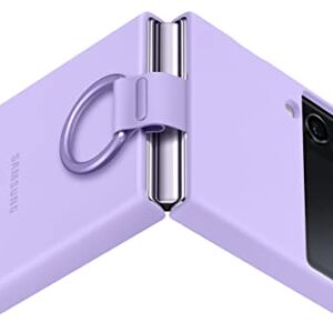 SAMSUNG Galaxy Z Flip 4 Silicone Cover with Ring, Protective Phone Case with Finger Loop, Matte Finish, Bold Style, Handheld Design, US Version, Bora Purple