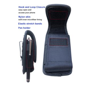 Flip Phone Holster with Belt Loop and Clip, Maezar Nylon Pouch Case Holder for Nokia 2660 2760, Alcatel Go Flip 4, Myflip, Cingular Flip 4, LG TCL Flip Pro Classic, Plum Flipper 4G