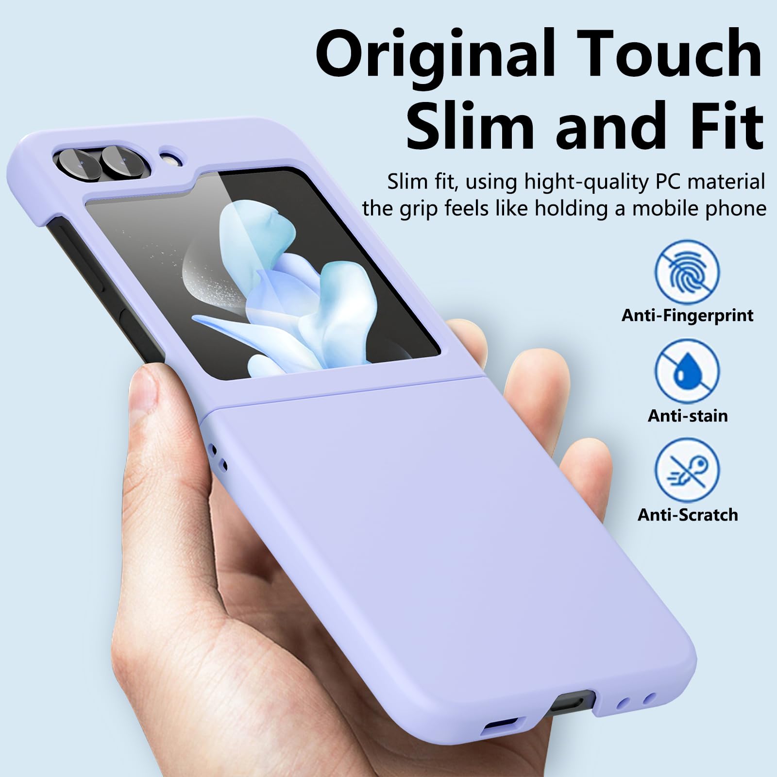 CAREDOCTOR for Samsung Galaxy Z Flip 5 Case: Shockproof Protective Phone Case for Galaxy Z Flip 5 5G Purple