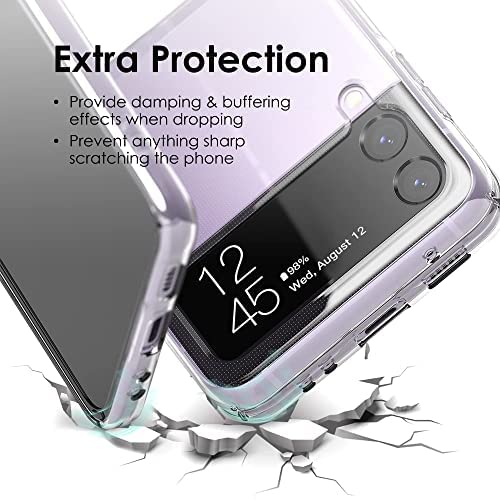 ZIULQIK for Samsung Galaxy Z Flip 3 Case, Clear Shockproof Zflip3 Phone Cover, Slim Thin Protective Silicone Cases for Flip3 5G Phone - Transparent