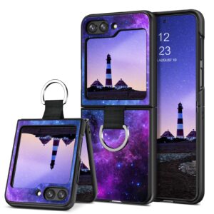 guagua compatible with samsung galaxy z flip 5 5g case 6.7 inch glow in the dark, noctilucent luminous space nebula slim fit cover protective anti scratch phone case for galaxy z flip5, blue nebula