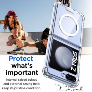 AICase for Samsung Galaxy Z Flip 5 Clear Case,Compatible with MagSafe Transparent Shockproof Protection Yellowing Resistant Magnetic Phone Case for Galaxy Z Flip 5 5G (2023)-Clear