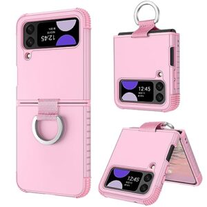 GUAGUA Compatible with Samsung Galaxy Z Flip 3 Case 5G 6.7 Inch Hybrid 2 in 1 Hard PC Soft TPU Heavy Duty Rugged Shockproof Full-Body Protective Phone Cover for Samsung Z Flip3, Pink