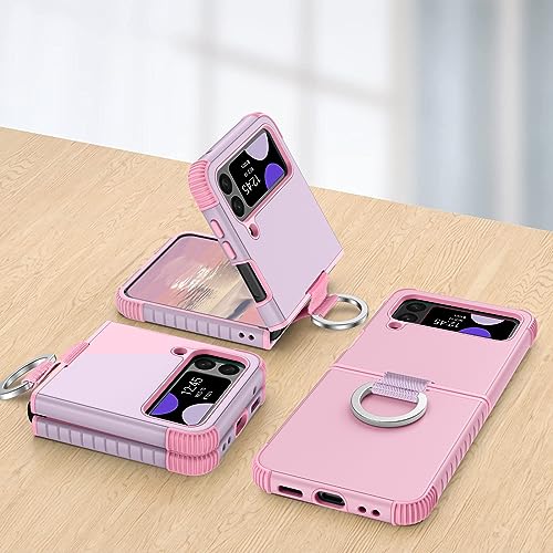 GUAGUA Compatible with Samsung Galaxy Z Flip 3 Case 5G 6.7 Inch Hybrid 2 in 1 Hard PC Soft TPU Heavy Duty Rugged Shockproof Full-Body Protective Phone Cover for Samsung Z Flip3, Pink