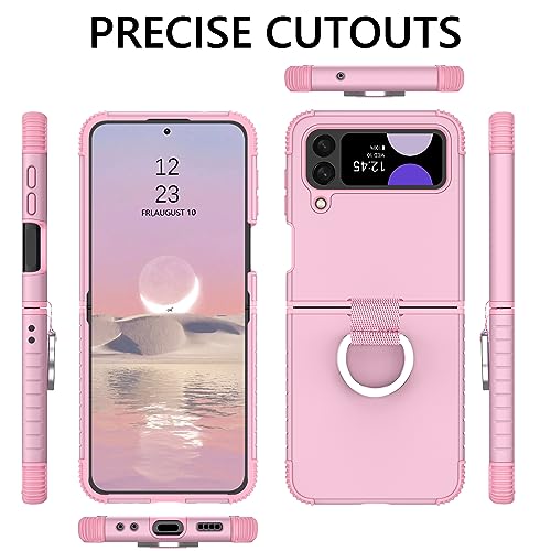 GUAGUA Compatible with Samsung Galaxy Z Flip 3 Case 5G 6.7 Inch Hybrid 2 in 1 Hard PC Soft TPU Heavy Duty Rugged Shockproof Full-Body Protective Phone Cover for Samsung Z Flip3, Pink