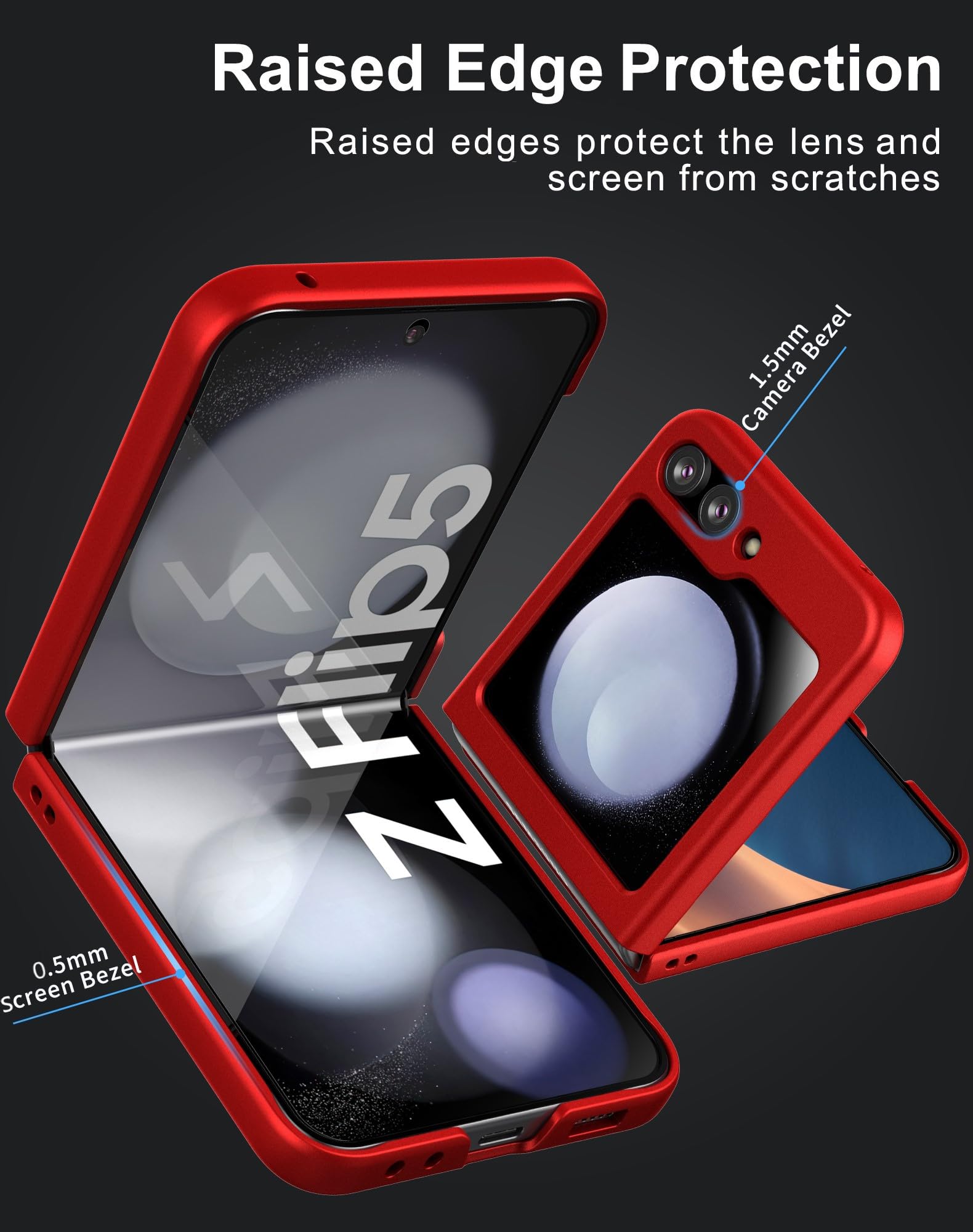 Cresee Case for Samsung Galaxy Z Flip 5 (2023) Thin Hard Matte Phone Case for Galaxy Z Flip5 - Red