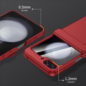 for Samsung Galaxy Z Flip 5 Phone Case: [Hinge Protection][Screen Protector][Wireless Charging] Ultra Thin Soft PC Anti-Scratches Protective Phone Cover for Samsung Flip 5 5G 2023 - Red