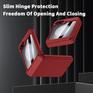 for Samsung Galaxy Z Flip 5 Phone Case: [Hinge Protection][Screen Protector][Wireless Charging] Ultra Thin Soft PC Anti-Scratches Protective Phone Cover for Samsung Flip 5 5G 2023 - Red