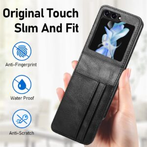 CCSamll for Samsung Galaxy Z Flip 5 Wallet Case with Card Holder, Business Style Premium PU Leather for Protective Phone Case Cover for Samsung Galaxy Z Flip5 5G DK Black