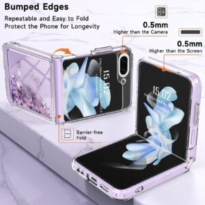 Case for Samsung Z Flip 5 Case Glitter, Samsung Galaxy Z Flip 5 Case Glitter Shiny Bling Sparkle Liquid Floating Quicksand Cover Soft TPU Slim Shockproof Protective Phone Case for Women Girls, Purple