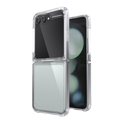 Speck Clear Samsung Galaxy Z Flip 5 Case - Foldable, Scratch Resistant & Drop Protection - Anti-Yellowing Clear Phone Case for Galaxy Z Flip 5 - Presidio Perfect-Clear